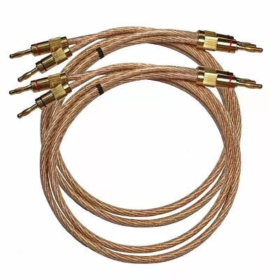 Pair High Quality Heavy Duty Speaker Cable 40A - Gold Plated 4mm Banana Sockets • £19