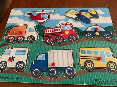 $6.69 • Buy PEG PUZZLE VEHICLES BY MELISSA AND DOUG - 8 Pieces - Age 2+