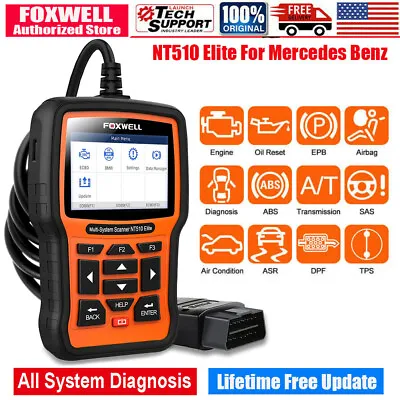$142 • Buy Foxwell NT510 Elite For MERCEDES BENZ Full System OBD2 Diagnostic Reset Scanner