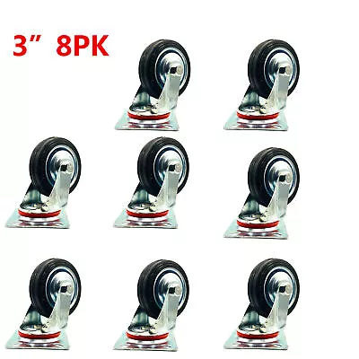 4PK8PK 2 3 4  Swivel Caster Wheels Rubber Base With Top Plate Bearing Heavy Duty • $14.89