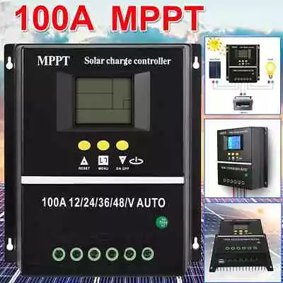 100A 12/24/36/48V MPPT Solar Charge Controller Auto Controller Battery Dual USB • $39.98