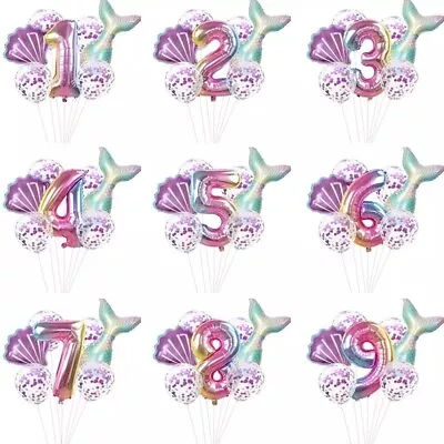 7pcs Large Mermaid Themed Foil Balloon Set Birthday Party Decoration Anniversary • £6.99