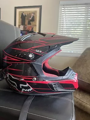 Fox Racing V2 Pilot Motorcycle Helmet Red And Black Size Small 55-56cm • $67.99