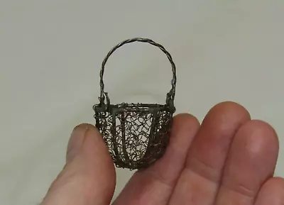 German Feather Tree Antique Metal Wire Wrapped Basket Christmas Ornament 1900's • $75