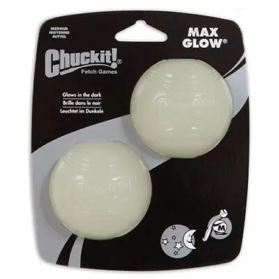 £12.99 • Buy Chuckit! Max Glow Dog Fetch Glow In The Dark Toy Balls Medium 2 Pack