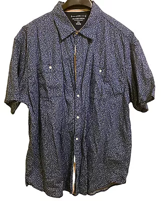 Pd&c Men's 2XL Blue Floral Print Shirt Western Victorian Cotton Peached Poplin • $18.22