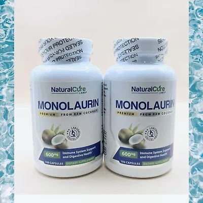 2 Natural Cure Labs Premium Monolaurin 600mg 100 Capsules Exp: 06/2025 SEALED • $29.90