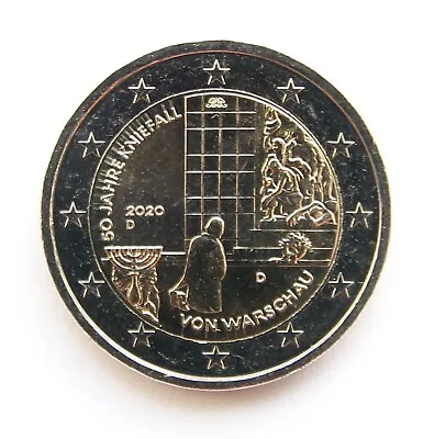 GERMANY - 2 € Euro Commemorative Coin 2020 - Warsaw Genuflection UNC A D F G J  • $3.99