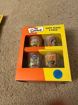 The Simpsons Frosted Shotglass 4-Pack - Moe’s Tavern Shot Glass Set NEW • $22