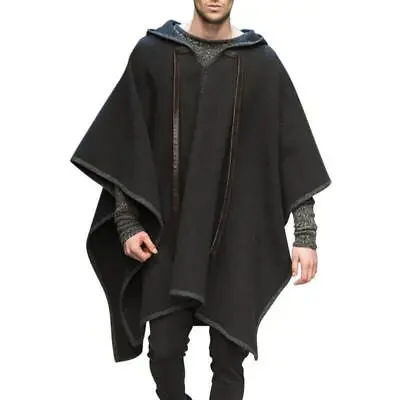 Men's Hippie Shawl Poncho Cape Cloak Batwing Hoody Coats Sweater Pullover Jacket • $35.55