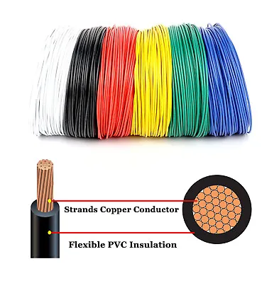 14 16 18 20 22 Ga Gauge Stranded Copper Primary Wire Lot Low Voltage Power Cable • $13.98