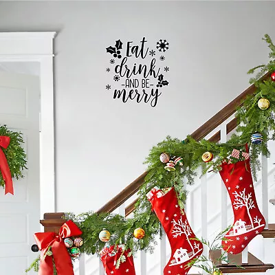 Vinyl Wall Art Decal - Eat Drink And Be Merry - 18.5  X 17  - Christmas Decor • $13.99