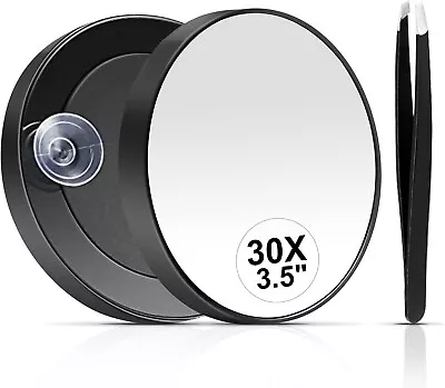 30X Magnifying Mirror Small Magnifying Mirror With Suction Cup And Tweezers As • $11.95