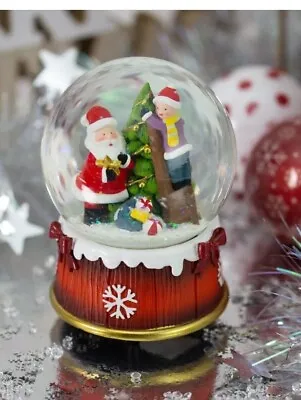 Christmas Musical Snow Globes Wind Up & Play Music Base Santa Snowman Ornament • £13.99