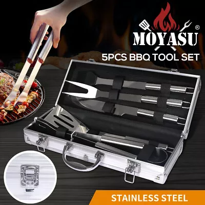 Moyasu 5Pcs BBQ Tool Set Stainless Steel Outdoor Barbecue Accessory Grill Cook • $33.99