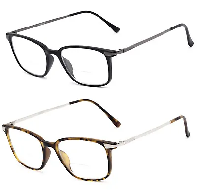 1 Or 2 Pair(s)  Retro Square Matte Frame Clear Bifocal  Lens Reading Glasses • $9.95