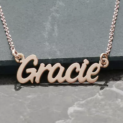 9ct Rose Gold Plated On Sterling Silver Personalised Any Name Necklace & Chain • £50