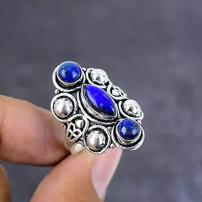 Lapis Lazuli Gemstone Handmade 925 Sterling Silver Jewelry Ring Size 10 • $7.99