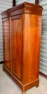 Armoire Mahogany Solid Flame 5 Shelfs Tall Wide Double Doors • $1900