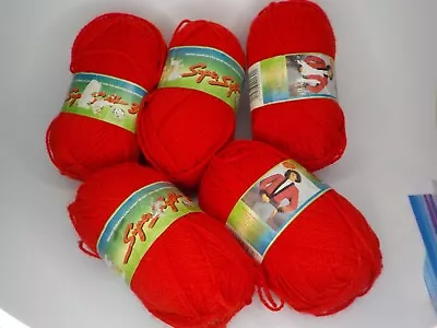 Vintage Lana Moro Super Soft Yarn-5 Balls-Scarlet-Sport Weight-sku 310341 • $11