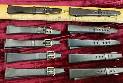 10X Piece Lot Of NOS Vintage Synthetic Watch Bands Dark Brown Color As Found • $10.99