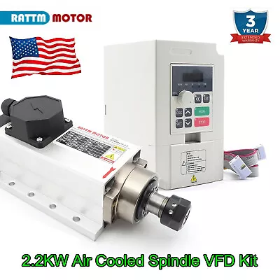 【USA】2.2KW ER20 Air Cooled Spindle Motor 24000rpm 400hz+3HP VFD Inverter CNC Kit • $269.99