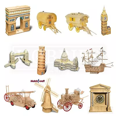 Matchstick Model Kits Wooden Modelling Match Craft Buildings Vehicles • £19.06