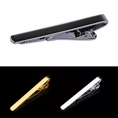 Mens Stainless Steel Tie Clip Necktie Bar Clasp Clamp Pin Gold Black Silver • $1.56