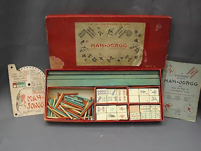 VIntage 1920s 1930s Chad Valley Mah-Jongg Set With Score Calculator Rule Book • £16.15