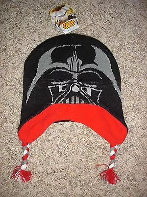 NWT Star Wars Youth Boys ONE SIZE Knit Hat Fleece Lined Cap Darth Vader Braids • £9.64