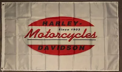 HARLEY VINTAGE HUGE Retro Flag..Classic Car Show Man Cave Garage Shed • $26.50