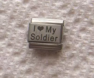  I Love My Soldier -italian 9mm Charm-military Protect Country Husband • $1.25