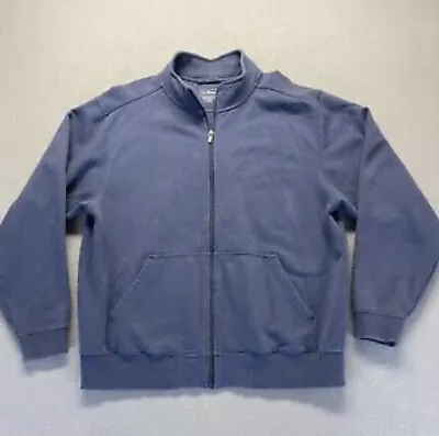 L L Bean Jacket Mens Large L Blue Traditional Fit Full Zip Cotton • $15.99