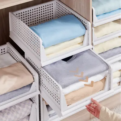 Wardrobe Storage Box Drawer Clothes Containers Organizer Stackable Shelf Basket • £4.95