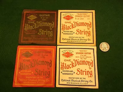 #1 Of 7 LOT OF 4 NOS VTG GUITAR STRINGS BLACK DIAMOND HAWAIIAN-SPANISH-ELECTRIC • $14.99