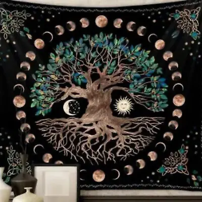 Mysterious Tree Tapestry Life Mushroom Bohemian Forest Wall Hanging Fairy Tale • $11.98