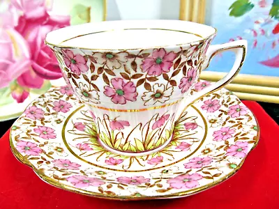 Rosina Cup & Saucer Chintz Flower Pink Blossom Teacup England 1940s • $23.96