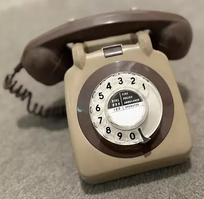 Gpo Rotary Dial Telephone  706 In Elephant Grey & Brown - Modern Line Cable • £24.99