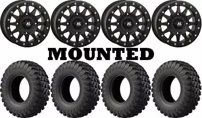 Kit 4 EFX MotoRally Tires 35x10-15 On High Lifter HLA1 Beadlock Matte Black 550 • $2076.36