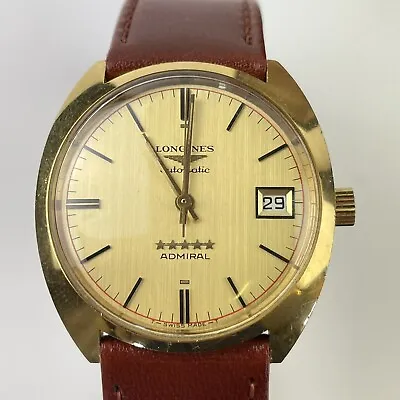 Vintage Boxed 9ct Yellow Gold Cased Longines Automatic 5 Star Admiral Working • £1295