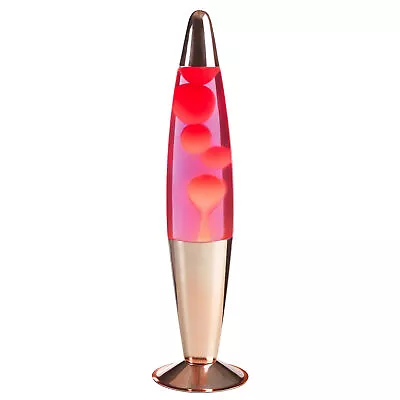 16  Rose Gold Lava Motion Volcano LampPink Wax In Pink LiquidChrome Metal Base • $14.26