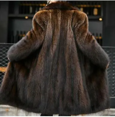 Mink Fur Long Mens Coat Furry Overcoat Thicken Parkas Winter Warm Outwear Casual • $110.56