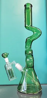  19  Hand Made Beaker Bong 5mm THICK Glass Water Pipe W/Ash Catcher HOOKAH *USA* • $163.24