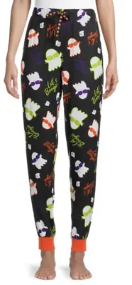 $10.99 • Buy Women's Halloween Jogger Black Pajama Pants Size Medium (8 -10)  Ghost 