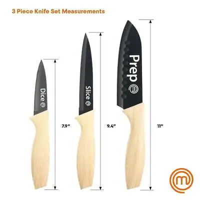 MasterChef 3 Piece Knife Set Extra Sharp Non Stick Kitchen Knives;. • $8.03