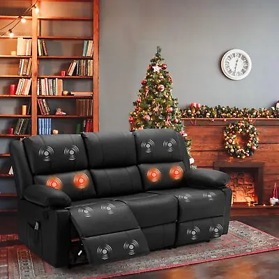 PU Leather 3-Seat Recliner Sofa Chair Manual Recliner Couch Home Theater Seating • $609.99