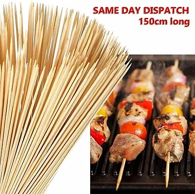 £2.79 • Buy 150 Bamboo Skewers 30cm (12 ) Bbq Kebab Wooden Wood Sticks Fruit Fondue Catering