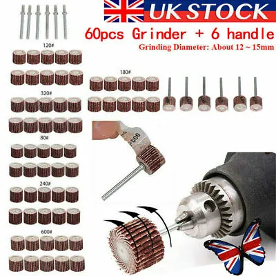 £12.99 • Buy 66Pcs Sanding Sandpaper Flap Wheel Brush Dremel Rotary Die Grinder Drill Bit UK