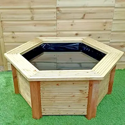 Hexagonal Raised Pond Large Wooden Garden Water Feature Gardening Gift Ready2Use • £199