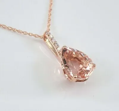 14k Rose Gold Plated Silver Lab Created Morganite Women's Pendant Necklace • $81.59